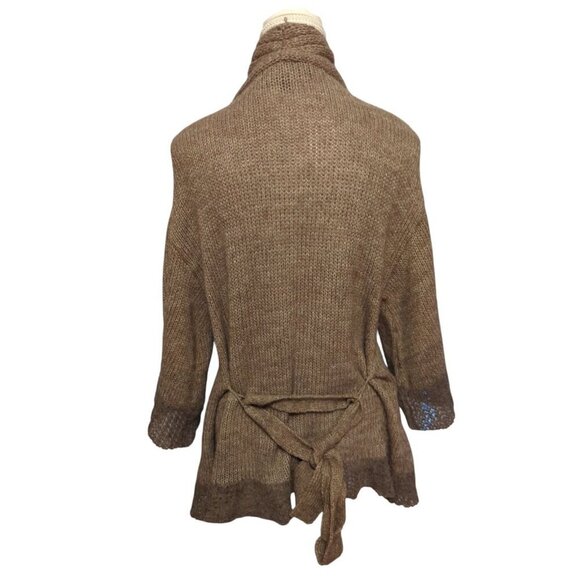 Fenn Wright Manson Women's Size 14 Brown/Beige 3/4 Sleeve Open Front Cardigan - Picture 5 of 11